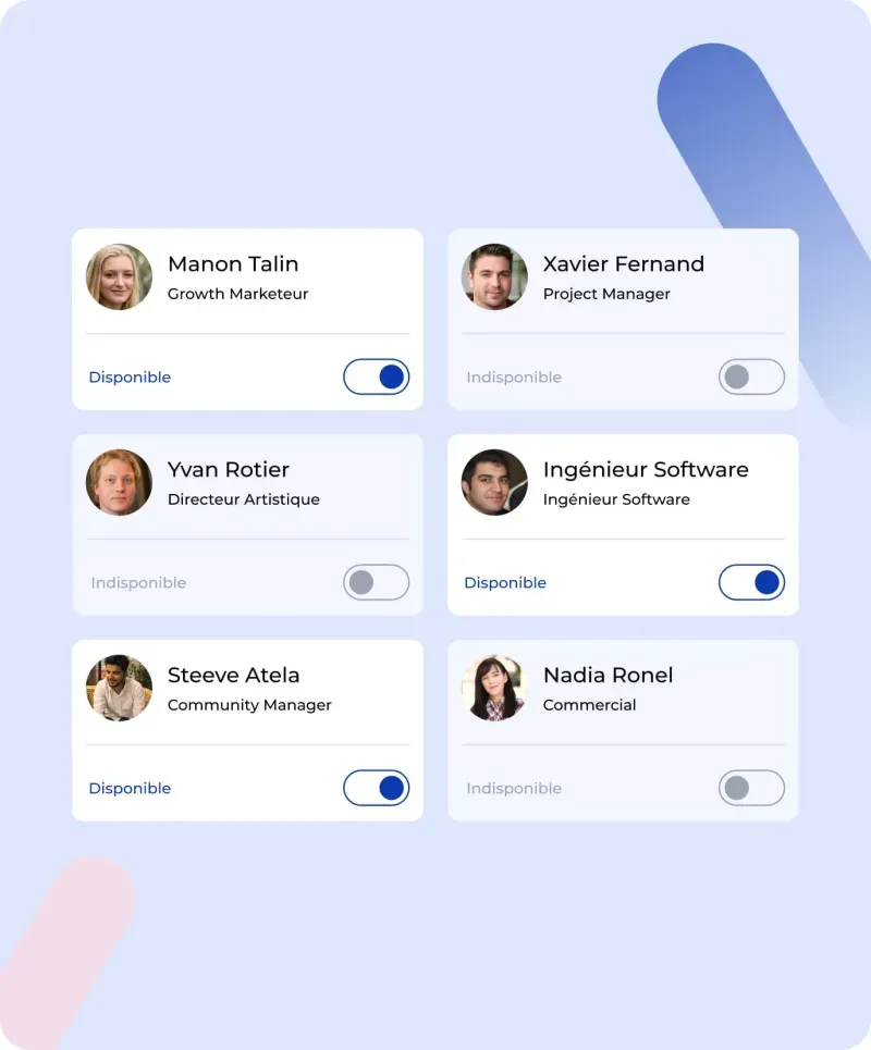 L'application Muzzo : la sélection des chasseurs de têtes disponibles pour votre mission.